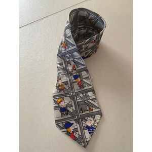 Men's Peanuts Construction Worker Tie One Size Grey White Multi-color